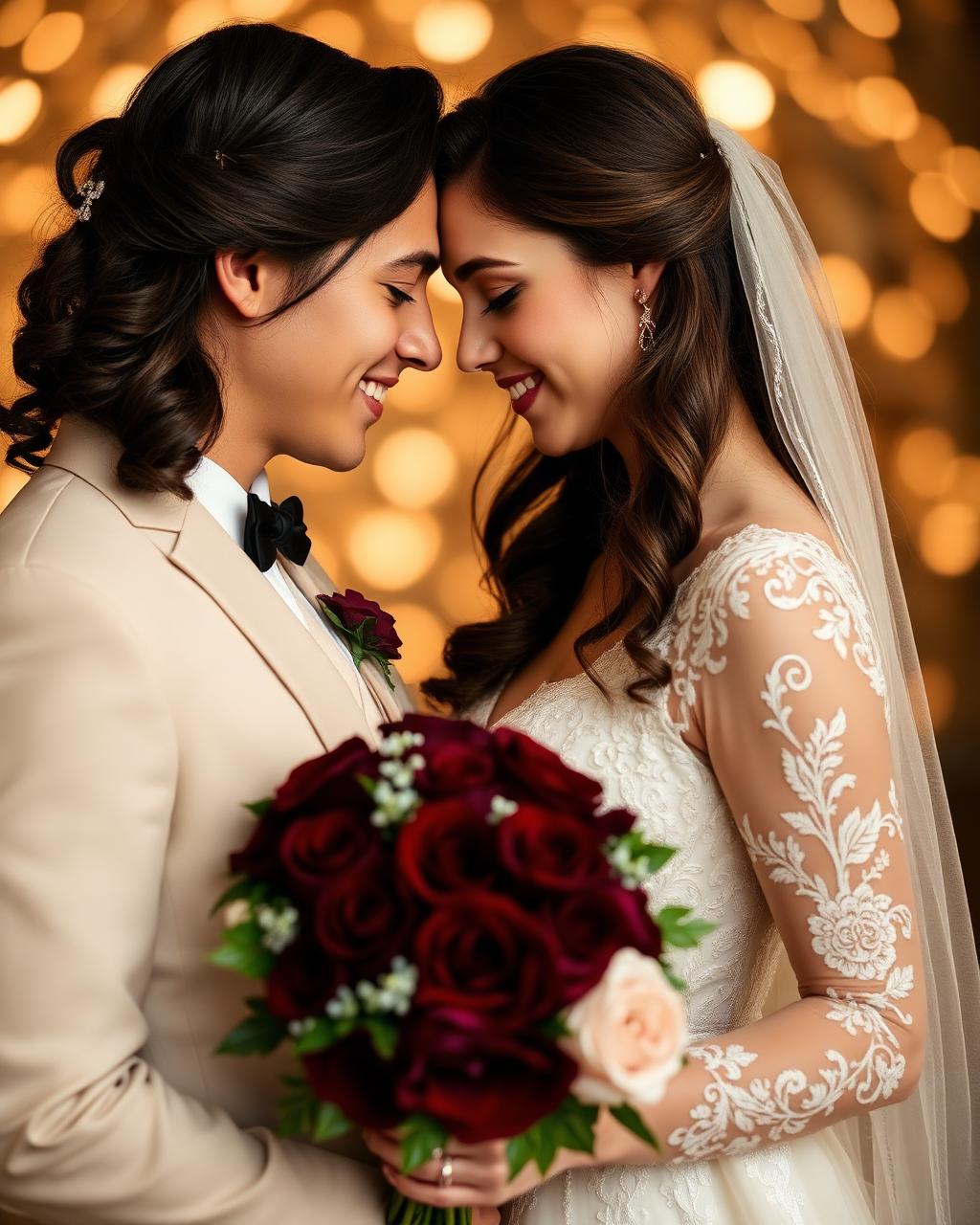 Bride and groom forehead to forehead