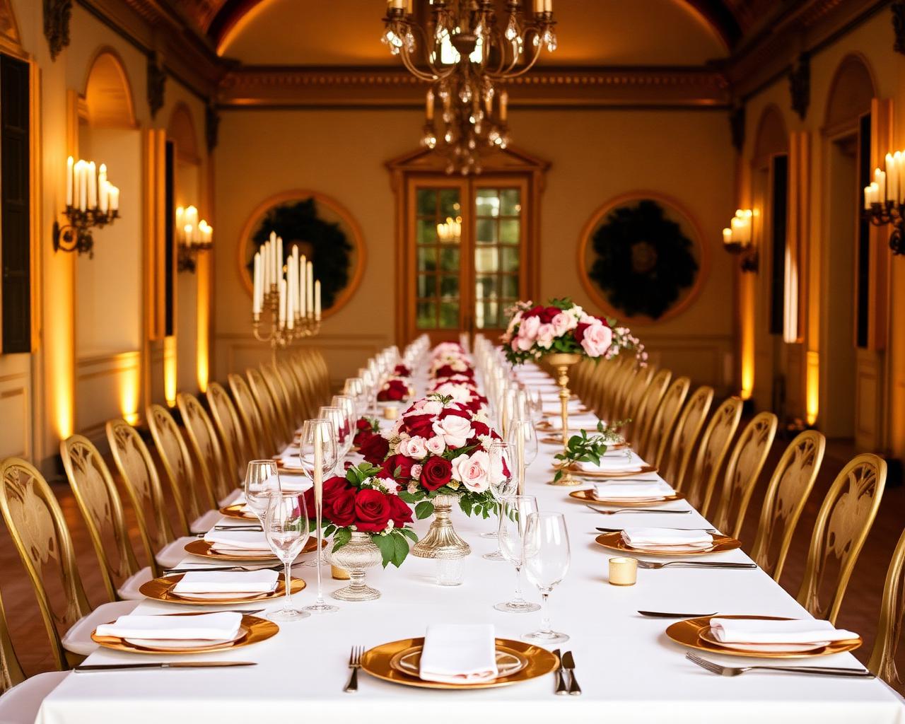 Elegant chateau banquet table setting